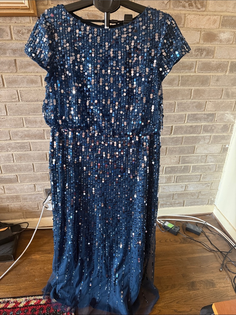 Adrianna Papell Navy Sequin Dress